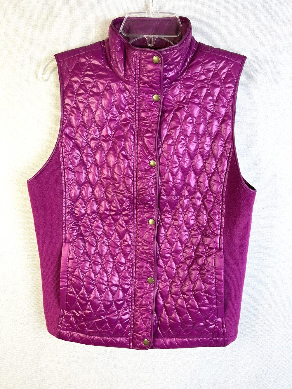 Talbots Quilted Vest Women's Small Magenta Purple Stretch Sides Puffer Outdoors